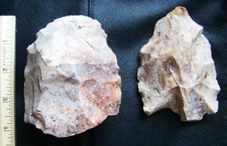 Two (2) Mojave Desert Artifacts Paleolithic Neolithic Handaxe Stone Tools photo