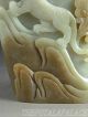 Old Chinese Celadon Nephrite Jade Statue Powerful Tiger & Ruyi & Pine Tree Other Antique Chinese Statues photo 6
