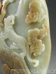 Old Chinese Celadon Nephrite Jade Statue Powerful Tiger & Ruyi & Pine Tree Other Antique Chinese Statues photo 7