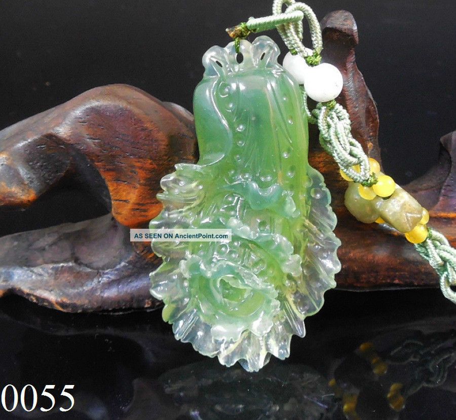 100 Natural 3d Hand - Carved Icy Jade Pendant Jadeite Necklace Cabbage 0055 Necklaces & Pendants photo