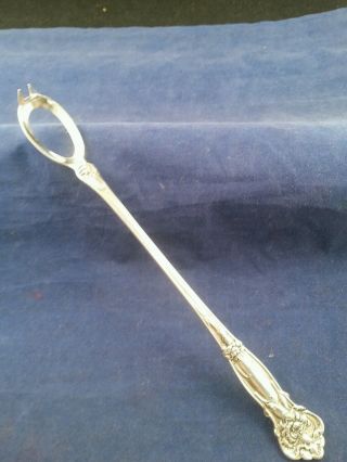 Wallace Sterling Silver Carnation Long Floral Ideal Olive Spoon With Pick 1908 photo