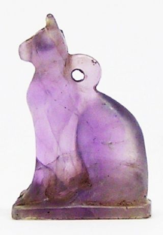 Ancient Egyptian Amethyst Amulet Of Bastet 18th - 22nd Dynasty C.  1550 - 713 Bc photo