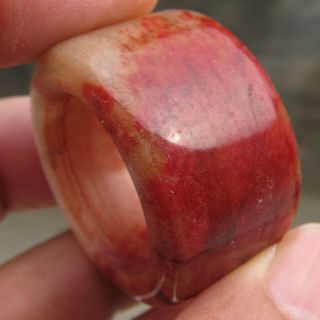 Vintage Antique Chinese Old Red Jade Hand Carved Thumb Ring Size13.  5 photo