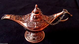Aladdin Bronze Genie Magic Lamp Pot Lantern Arabian Decorative Brass Pharaonic photo