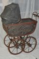 Antique? Baby Doll Bear Carriage Stroller Wood W/ Linen Cloth Lining In Buggy Baby Carriages & Buggies photo 11
