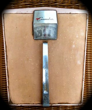 Old Pink Counselor Bathroom Scale : Very Loose Handle : Imperfect : photo