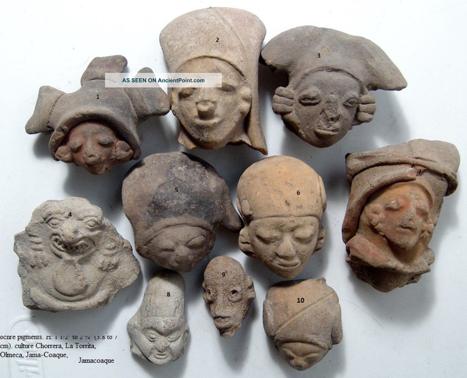 10) Precolumbian Head Tumaco Chorrea Inca Tiwanaku Olmec Ex.  Dr.  John Hilsabeck The Americas photo