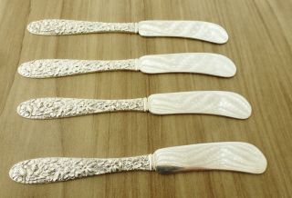 Kirk Stieff Sterling Silver Butter Spreaders,  Repousse,  1924,  Really photo