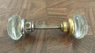 Vintage Glass Door Knobs - Clear - Brass & Chrome W/threaded Spindle photo