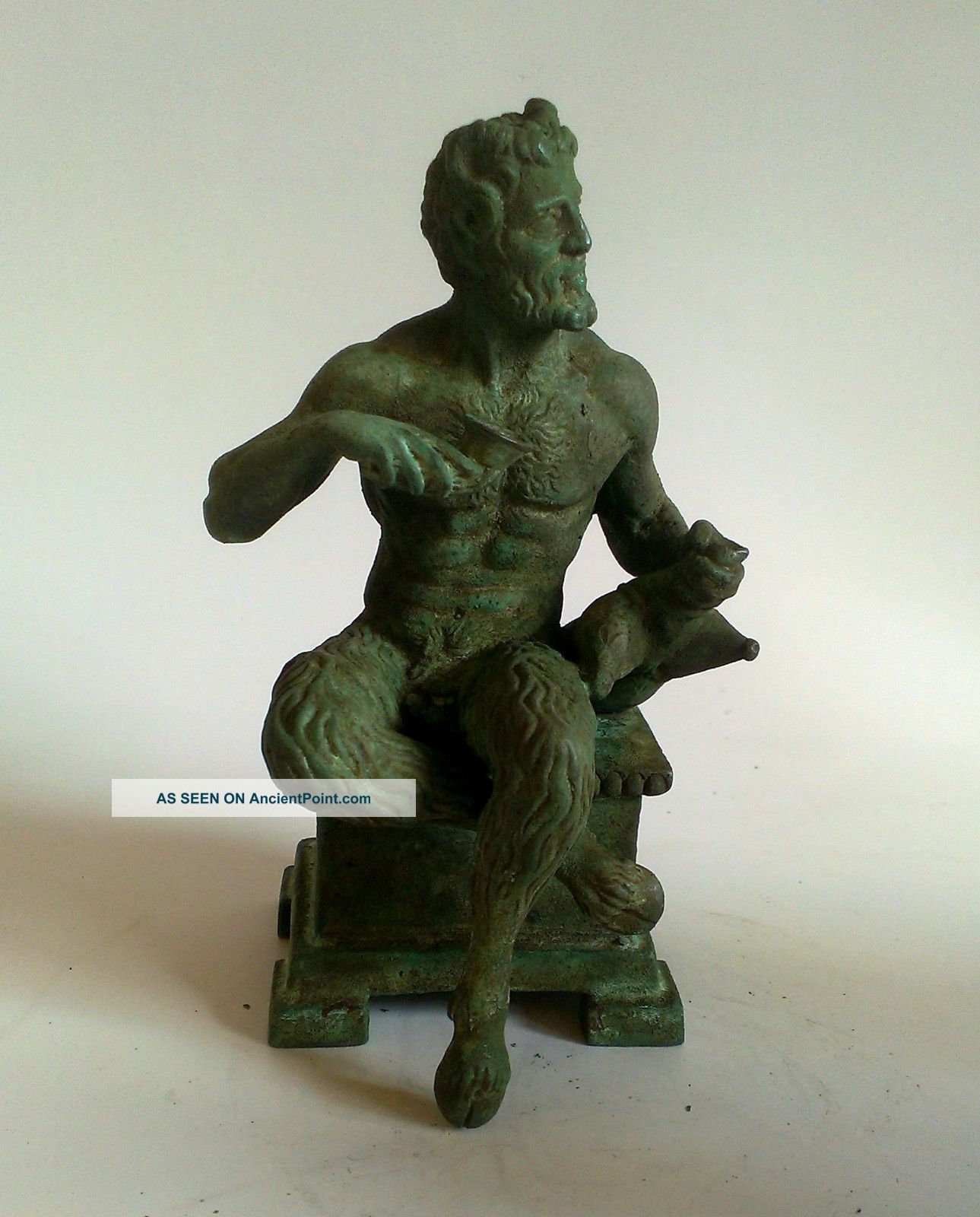Bronze Figure Satyr Pan Statuette Sculpture Art Mythical Deco Roman Greek Modern Roman photo