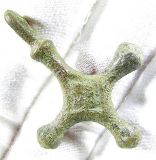 Rare Saxon Era Bronze Cross Pendant - Religious Artifact - Wearable - Ks74 photo