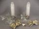 Pair (2) Antique Pressed Glass Figural Fish Nautical Boudoir Style Bullet Lamps Lamps photo 7
