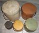 Large Stack Of 5 Old Painted Firkin - Sugar Bucket - Graduated Sizes Primitives photo 9