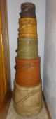 Large Stack Of 5 Old Painted Firkin - Sugar Bucket - Graduated Sizes Primitives photo 7