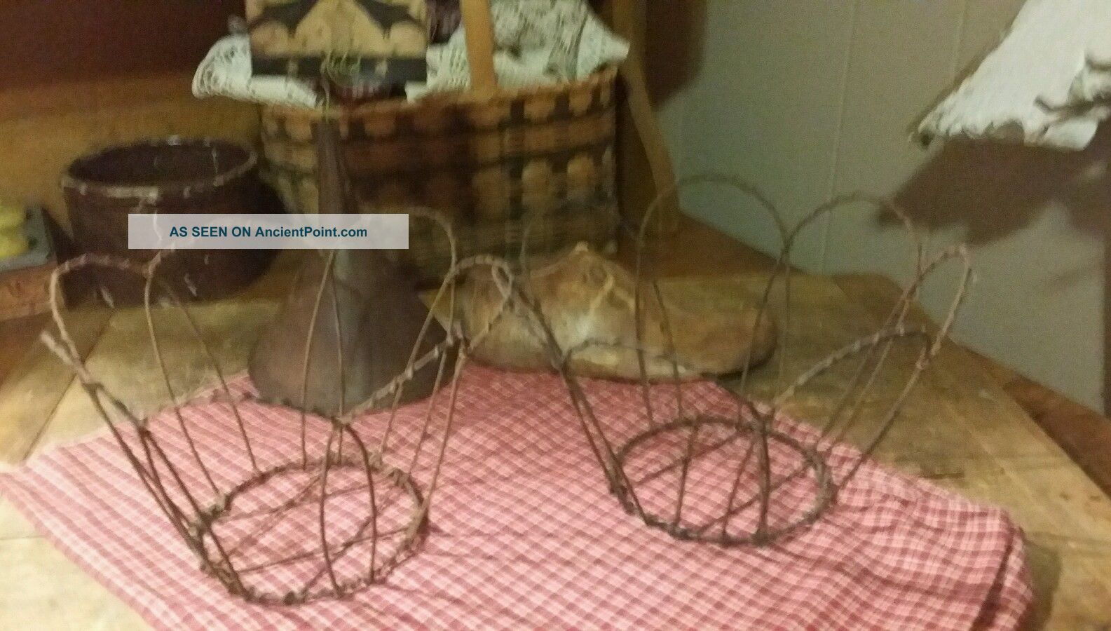 Antique Scalloped Edge Wire Child ' S ? Baskets 2 Primitives photo