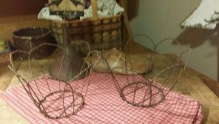 Antique Scalloped Edge Wire Child ' S ? Baskets 2 photo