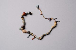 Ancient Egyptian Stone,  Glass,  Faience Beads & Scarab Amulet Bracelet - 1479 Bc photo
