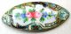 Antique French Enamel Button Hand Painted Roses Floral On Spindle Shape Design Buttons photo 1