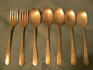Wm Rogers Mfg Co Rogers Spoon Priscilla/lady Ann 1941 5 Spoons,  2 Forks photo
