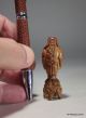 Antique Chinese Coquilla Hediao Nut Carving Sage With Child & Stand Signed Woodenware photo 5