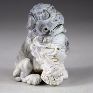 Chinese Hand Carved Lion Statues Old Stone Statue 1925 photo