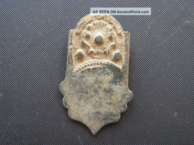 Antiques Roman Bronze Strap End Found With Metal Detector Roman photo