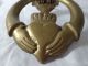 Vintage Solid Cast Brass Bronze Irish Claddagh Old Door Knocker Friendship Hands Door Bells & Knockers photo 1