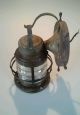 Vintage Outdoor Brass Glass Jar Light Fixture With Ship ' S Wheel Lamps & Lighting photo 2