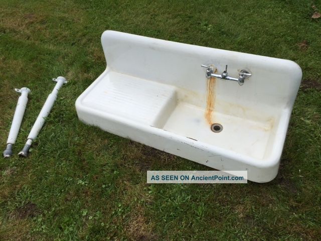 Vintage Cast Iron Kitchen Sink Plumbing photo