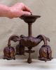 Pr Small 1900s Antique Bronze Acanthus Leaves 3 - Socket Chandelier Lamp Fixtures Chandeliers, Fixtures, Sconces photo 10