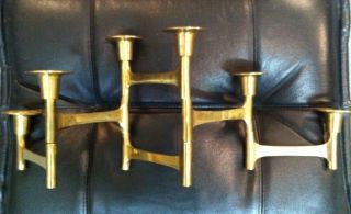 Vintage Mid Century Danish Modern Articulating Expanding Brass Candle Holder Ex photo