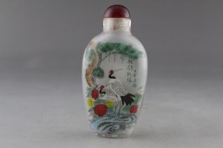 Chinese Rare Peking Glass Inside Painting Double Heming Cui Snuff Bottle N019 photo