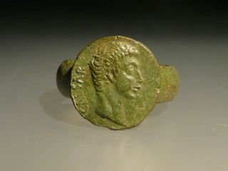 Roman Bronze Ring With Images Of Roman Emperor Аugustus photo