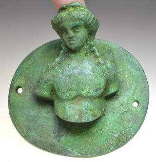 Roman Bronze Roundel Showing Bust Of Goddess photo