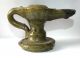 Early / Antique Stoneware Oil Lamp With Green Glaze.  Medieval.  ? 3 Day. British photo 1
