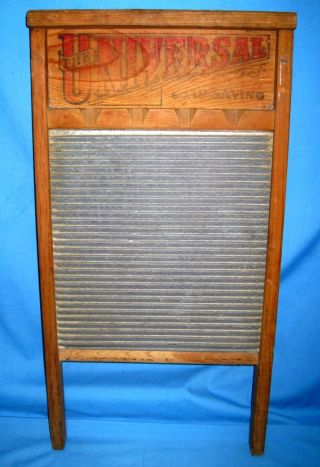 Vintage Antique The Universal Wood Zinc Washboard,  National Washboard Co,  134 photo