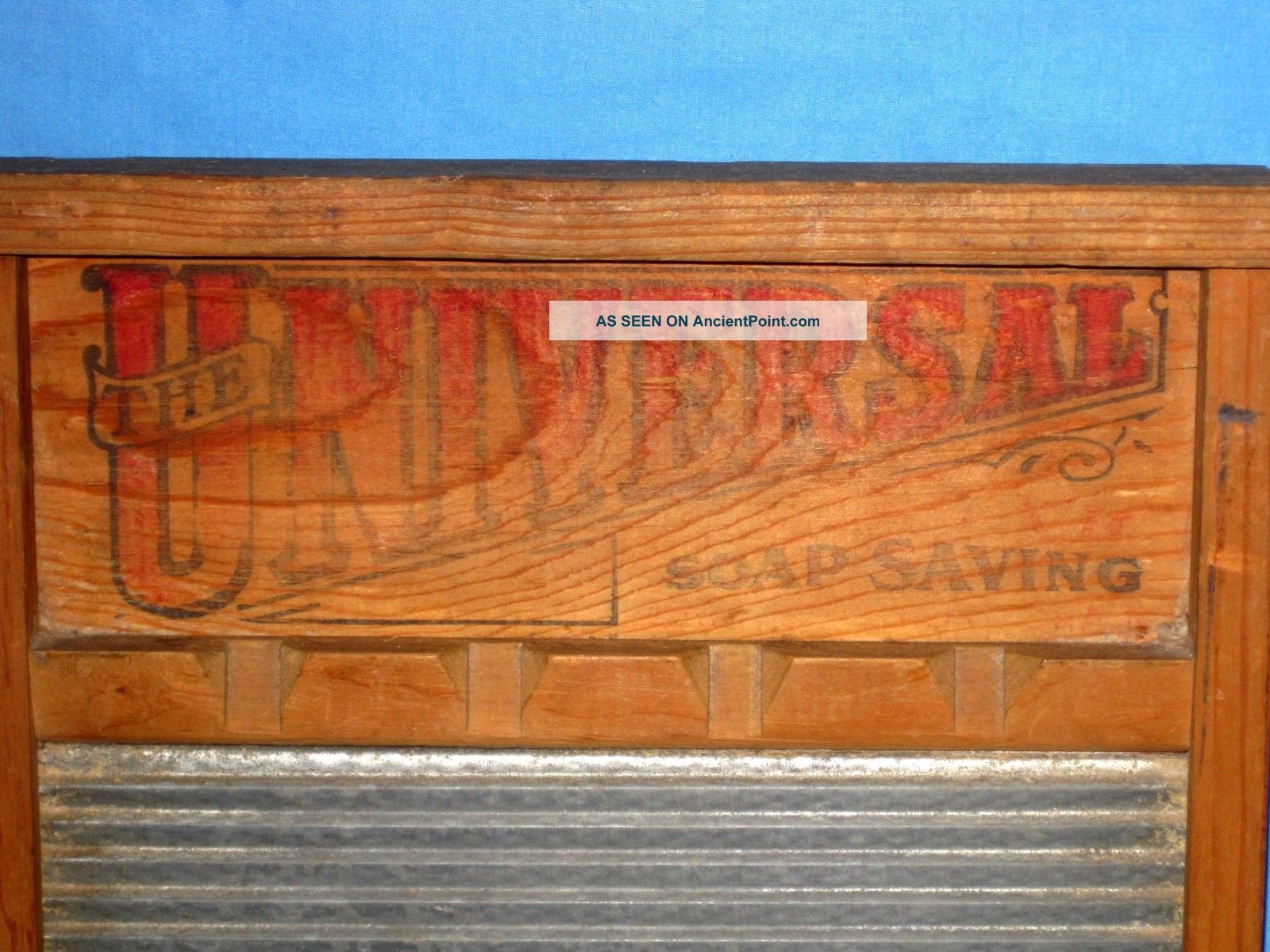 Vintage Antique The Universal Wood Zinc Washboard, National Washboard