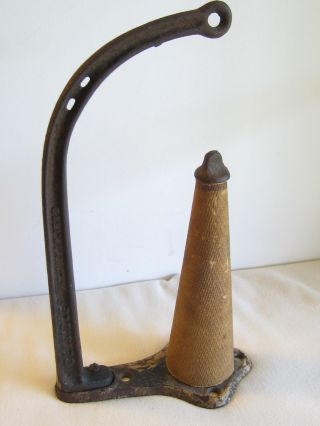 Antique 1899 Sensible Cast Iron String Twine Holder Cardboard Cone General Store photo