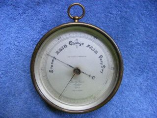 Antique Short & Mason Tycos Barometer - Brass Case,  Silvered Face,  Beveled Glass photo