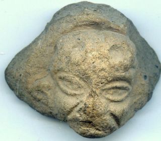 Pre - Columbian Classic Zapotec Clay Figure Head,  Ca; 300 - 1000 Ad photo