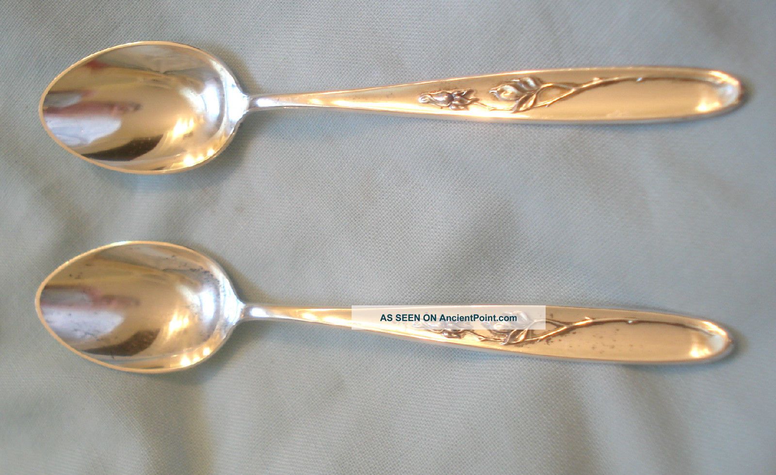 Htf Towle Sterling Rose Solitaire 2 Demitasse Spoons Silver 1954 No Mono Flatware & Silverware photo