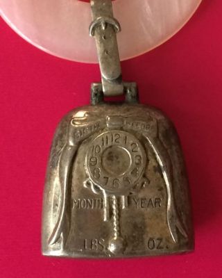 Vintage Webster Sterling Silver Engravable Birth Record Baby Teething Rattle 925 photo