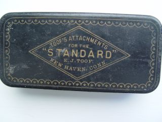 Antique Treadle Sewing Machine,  Toof ' S Attachment Tools,  Standard Haven Conn photo