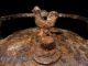 Extremely Rare 1700 - 1800s.  Iron Betty Oil Lamp,  Rooster On Top, Roman photo 4