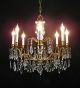 Vintage French Italian Brass Fiery Crystals 8 Light Chandelier - Large Chandeliers, Fixtures, Sconces photo 3