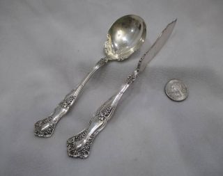 Vintage Grape 1847 Rogers Bros Scalloped Sugar Spoon & Master Butter Knife 1908 photo