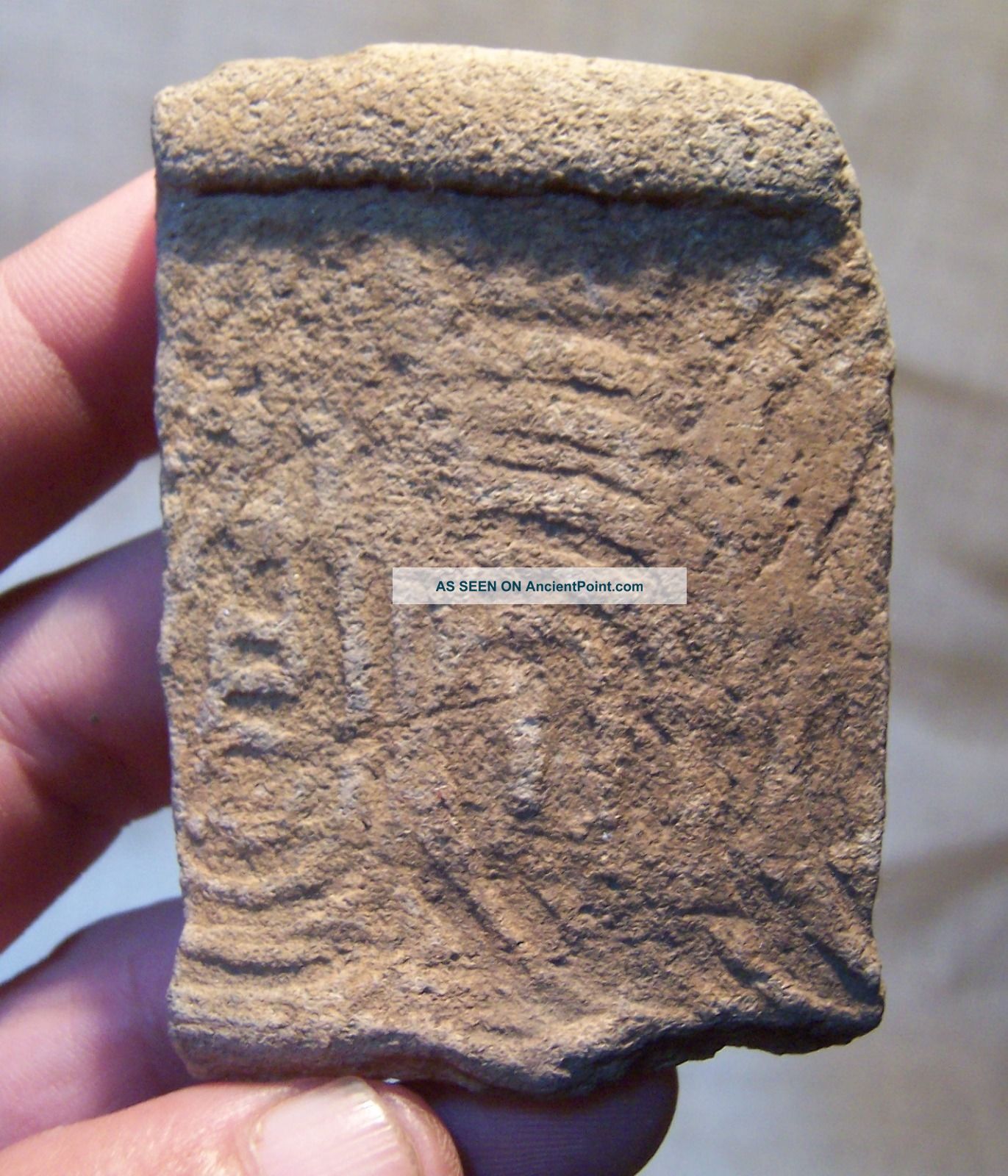 Precolumbian Pottery Rim Shard Alabama Indians 900 - 1200 A.  D. The Americas photo