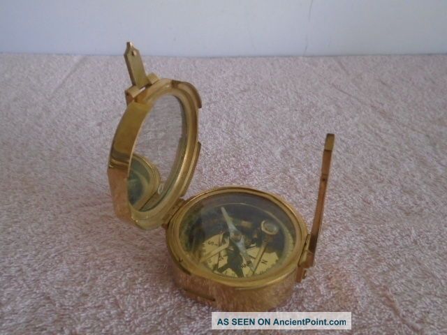 All Brass Natural Sine Miners Compass Surveyors Tool Maritime Use Cond Compasses photo