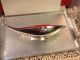 Vintage Modern Reed And Barton Enamel Teardrop Silver Plated Dish Red Bowls photo 2