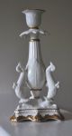 Antique Repro Porcelain White And Gold Candlestick Baroque Leaf & Dolphin Motif Candlesticks photo 1